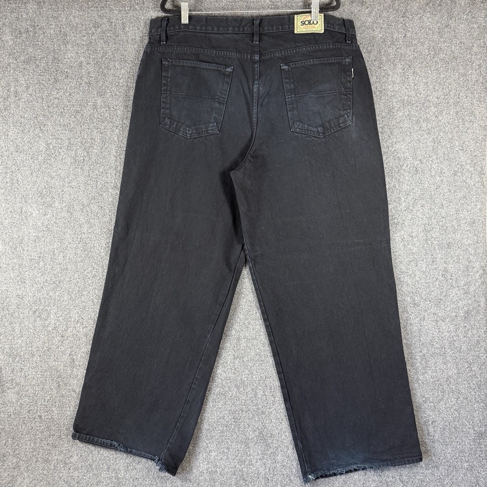 VTG 90s Solo Semore Baggy Jeans Black Denim Skater Grunge USA Size 44x32 *read